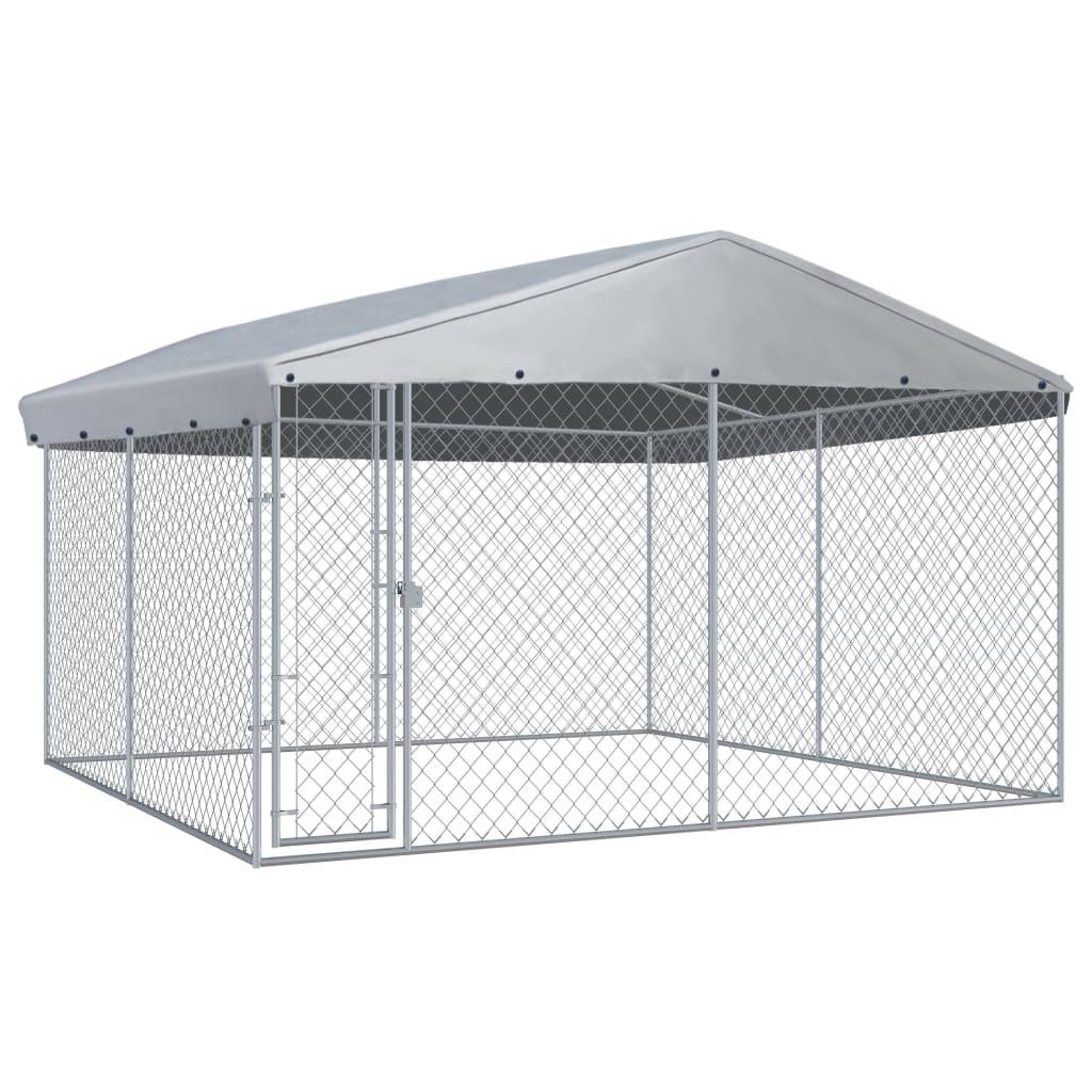Chenil d'extérieur Enclos Parc Cage pour chiens avec toit pour chiens  400x200x150 cm 83840