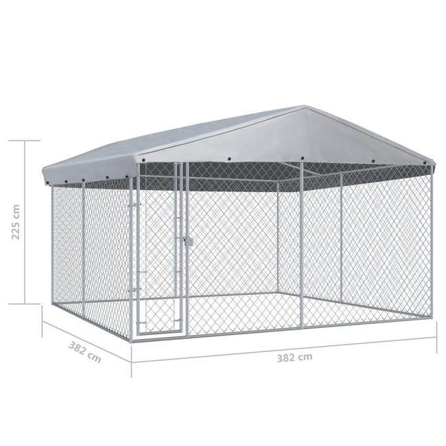 Chenil extérieur cage enclos parc animaux chien extérieur avec toit pour  chiens 382 x 382 x 225 cm