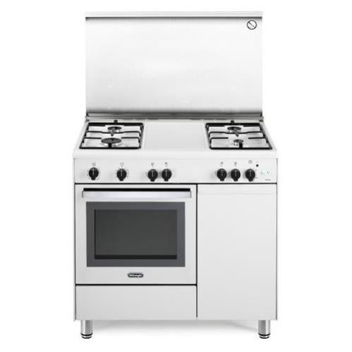 Cucina A Gas 90x60 Bianca Con Forno E Grill Elettrico - 5 Fuochi, Portabombola, Libera Installazione - Foto 4