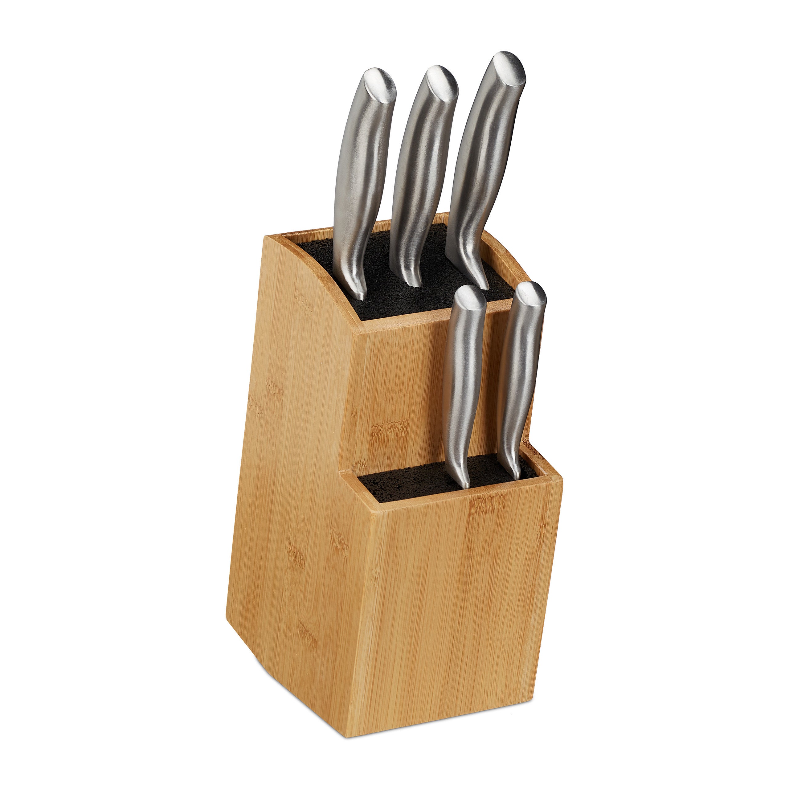 Ceppo per coltelli universale in bambù senza coltelli supporto per organizer per coltelli con porta utensili per bancone da cucina supporto per coltelli da cucina 