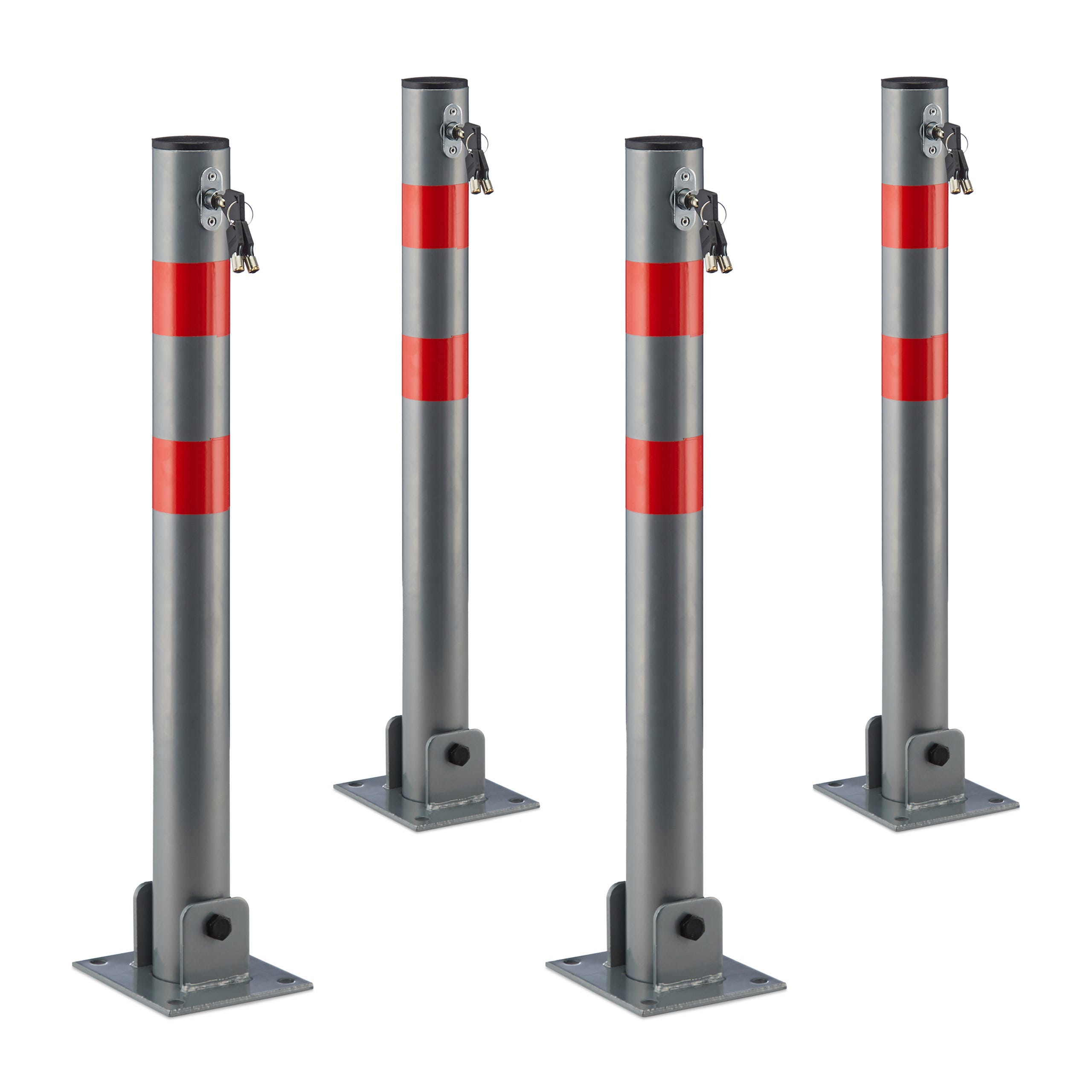 Barrière de parking en acier, rabattable: serrures à cylindre