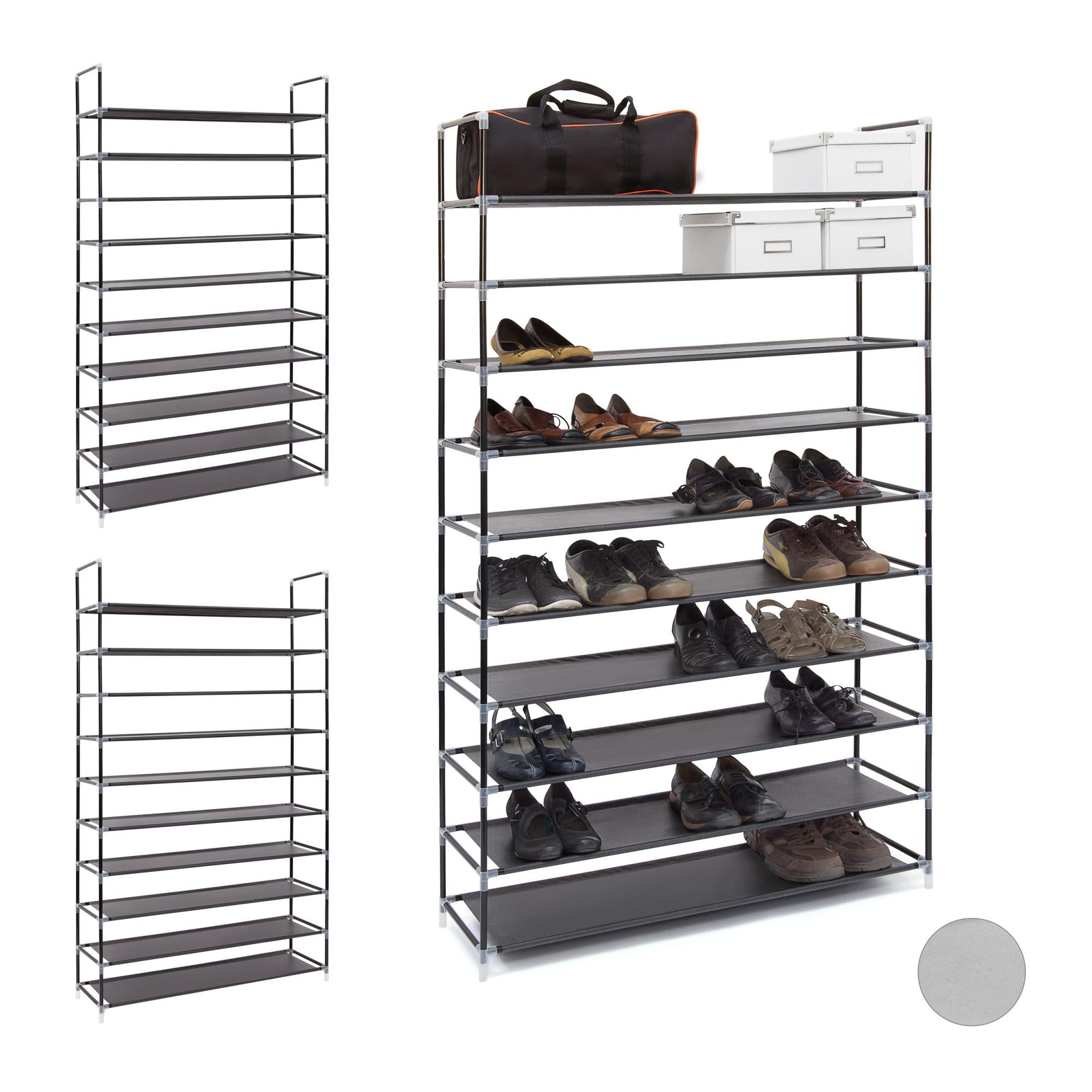 Relaxdays Scarpiera Salvaspazio XXL In Tessuto Non Tessuto, 10 Ripiani Per 50 Paia Di Scarpe, Colore Bordeaux - 5