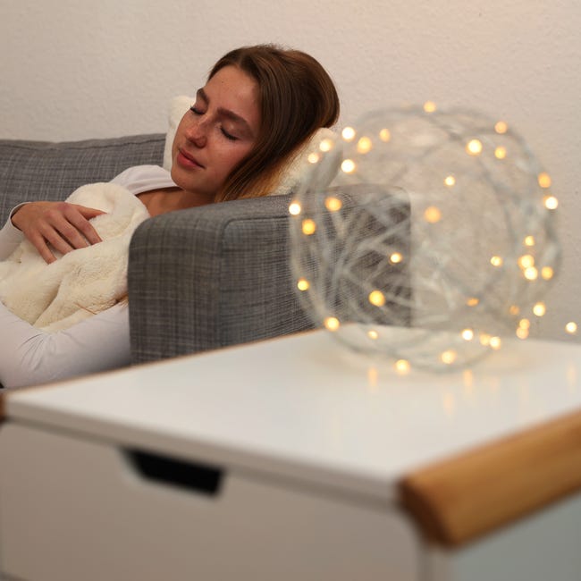 Relaxdays Lampe boule LED, Ø 25 cm, changement de couleur, à piles, sans  câble, intérieur, boule