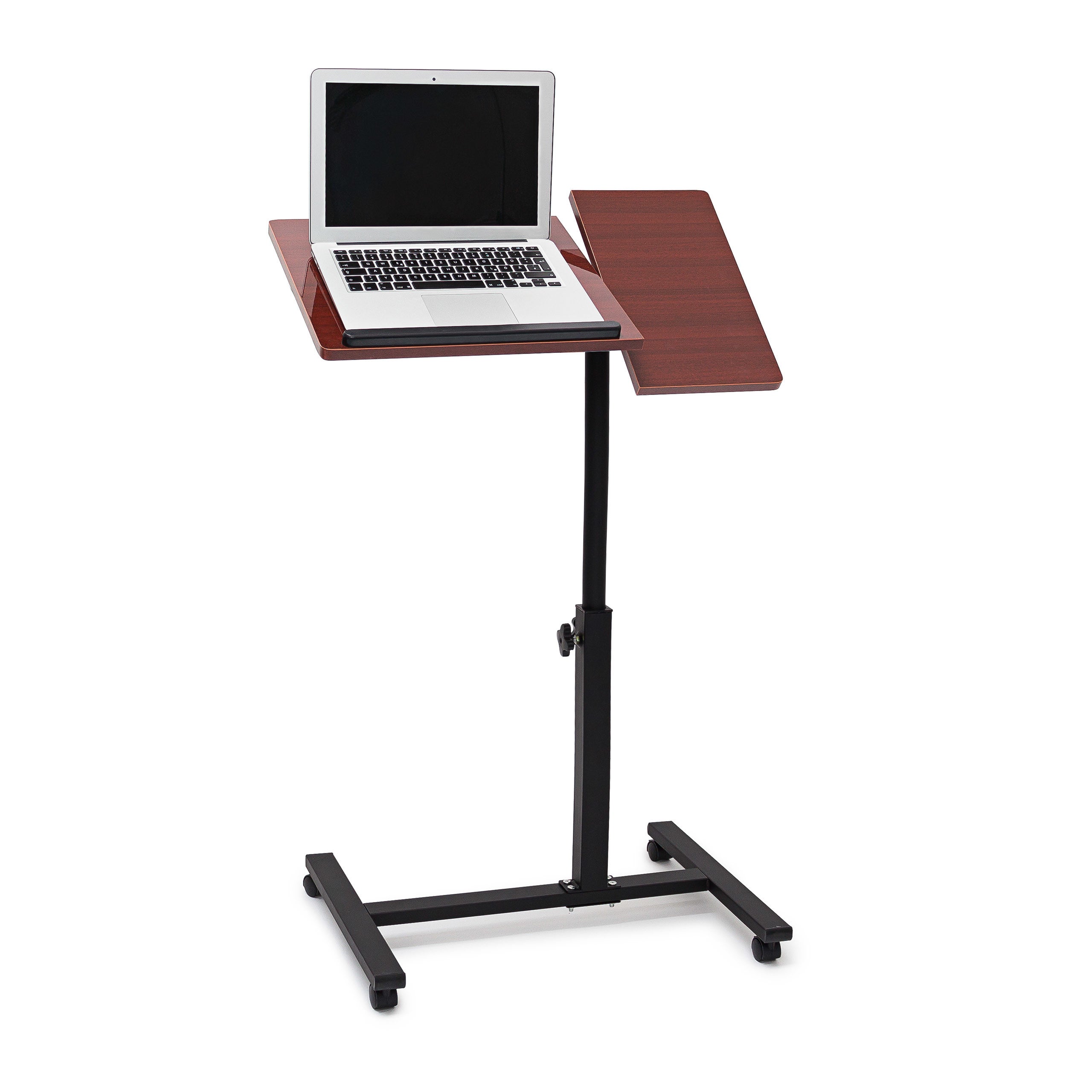Relaxdays Table réglable pour ordinateur portable, roulettes, support  inclinable, HxLxP: 95x60x40,5 cm, brun foncé