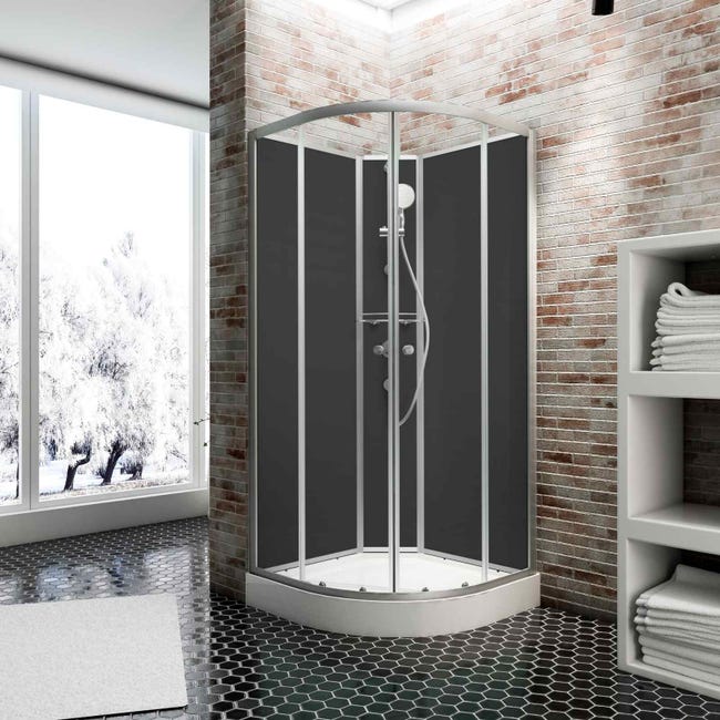 Symfonie praktijk seksueel Schulte cabine de douche intégrale, 90 x 90 cm, avec porte coulissante,  parois fixes, receveur, panneaux muraux et robinetterie | Leroy Merlin