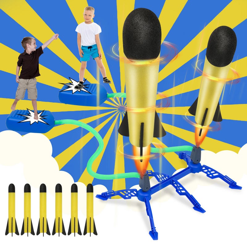 McNory Fusée Plastique Kit,Lanceur de Fusée,avec 6 roquettes en  Mousse,Fusée Jouet,Jouet Lance-Roquettes,Jouet Roquettes,Jouet Exterieur  Enfant de 3 à