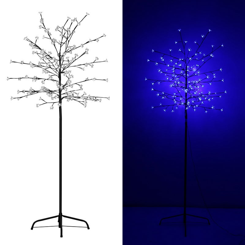 Arbre lumineux LED Cerisier en fleurs Décoration de Noël Arbre lumineux  pour extérieur intérieur Pied métallique stable IP44 180cm bleu 200 LED