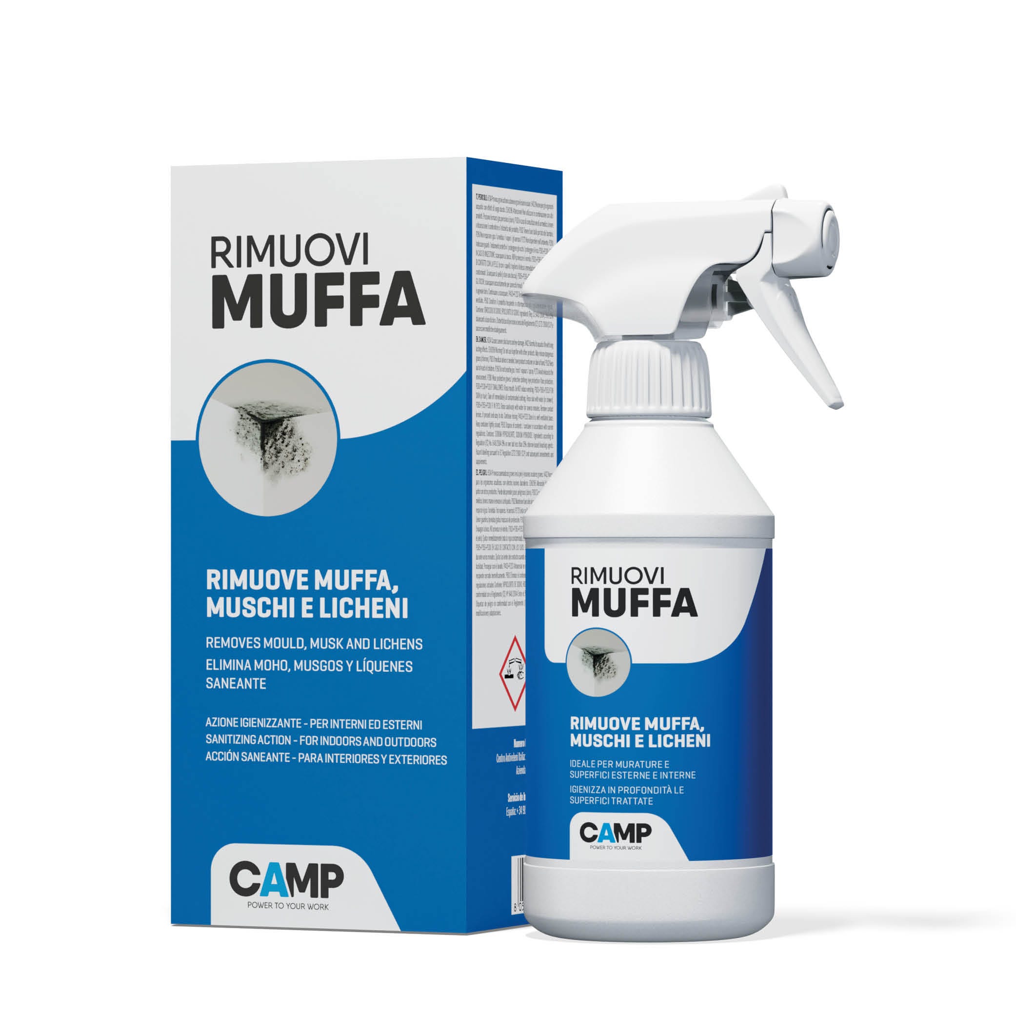 Camp RIMUOVI MUFFA, Antimuffa igienizzante professionale, Elimina  rapidamente muffe, funghi, muschi e alghe, 300ml