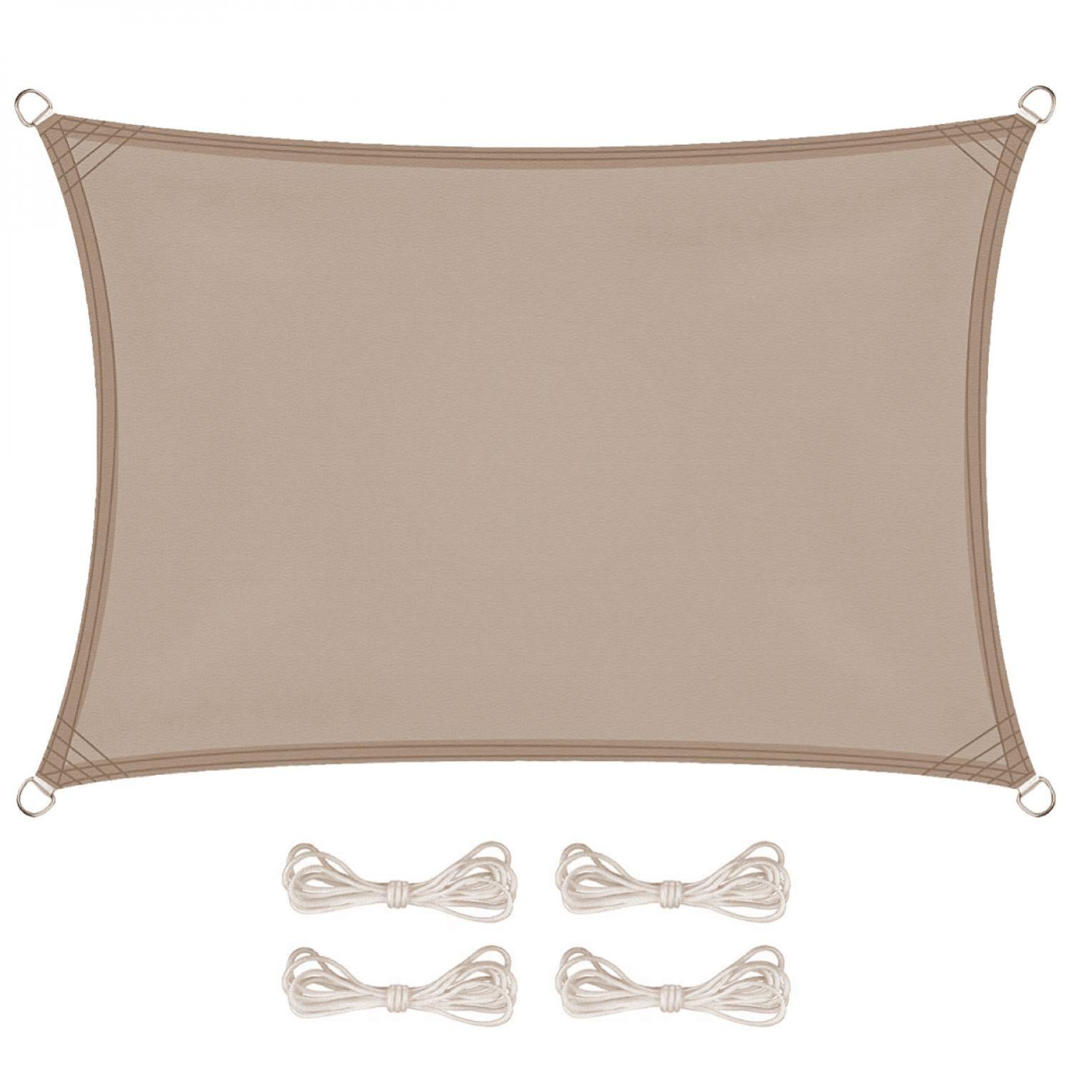 Voile D'ombrage Rectangulaire 1x6 M - Imperméable, Anti-UV Et Coupe-vent Pour Terrasse, Jardin, Piscine Ou Camping - Taupe
