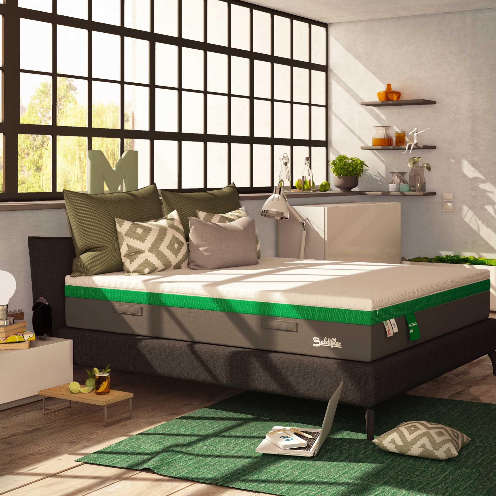 Baldiflex Emporio Materasso Lattice Singolo 100x200 cm Alto 20 cm con 7 Zone a Portanza Differenziata e Fodera in Tessuto Silver Care Sfoderabile Antiacaro e Traspirante