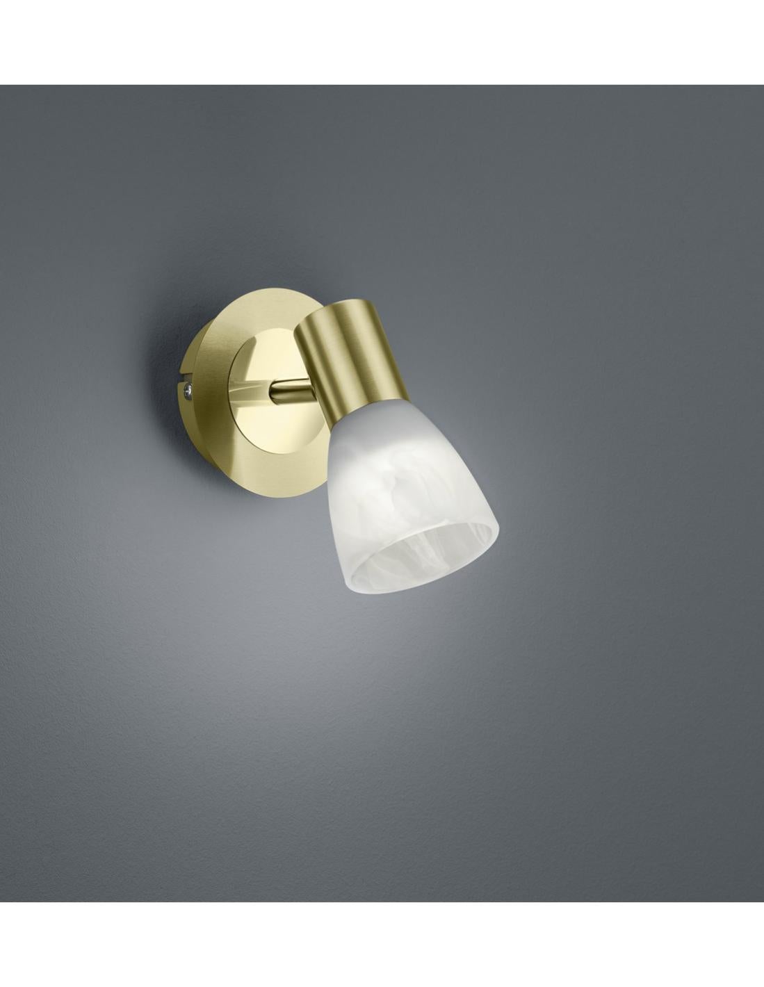 Faretto LED Trio 871010308 Levisto – 3 Lampadine E14 6W, Ottone Satinato E Alabastro, 470 Lm, Classe Energetica A+