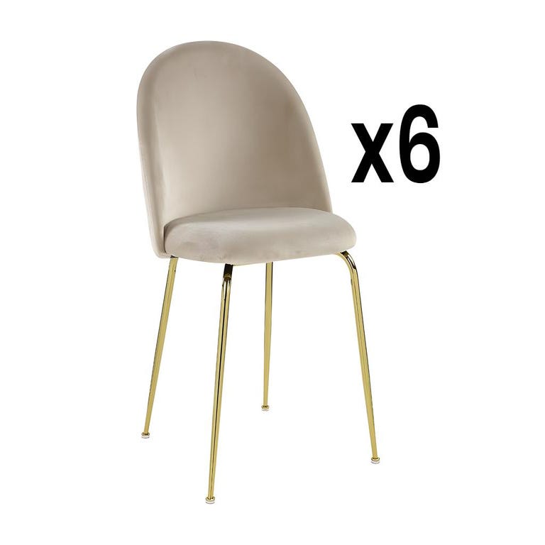 Lot 6 chaises dorées beige DIA - Chaise Pas Cher Métal Doré
