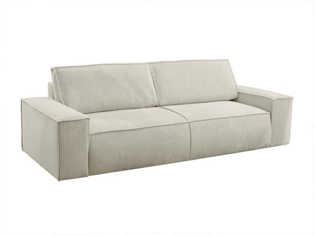 Canapé D'Angle Néro 4 Places - Velours Côtelé Beige - Convertible Lit 135x200cm - Rangement