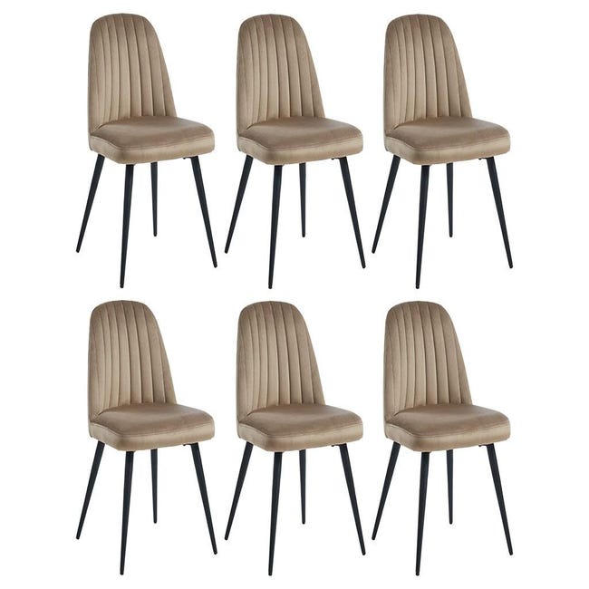 Lot de 6 chaises gondole MASURIE - Velours - Noir