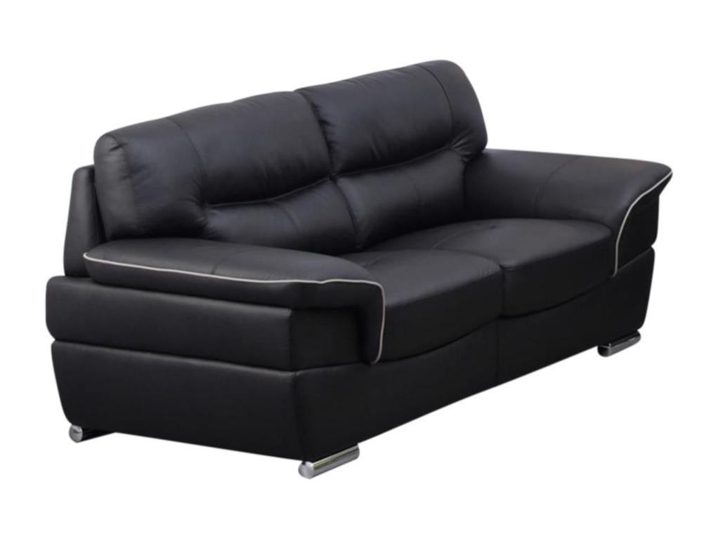 Miliboo Divano Design Tamara 2 Posti In Pelle Pieno Fiore Nera – Base In Acciaio Cromato, Dimensioni 177x94x89 Cm, Made In France - 4