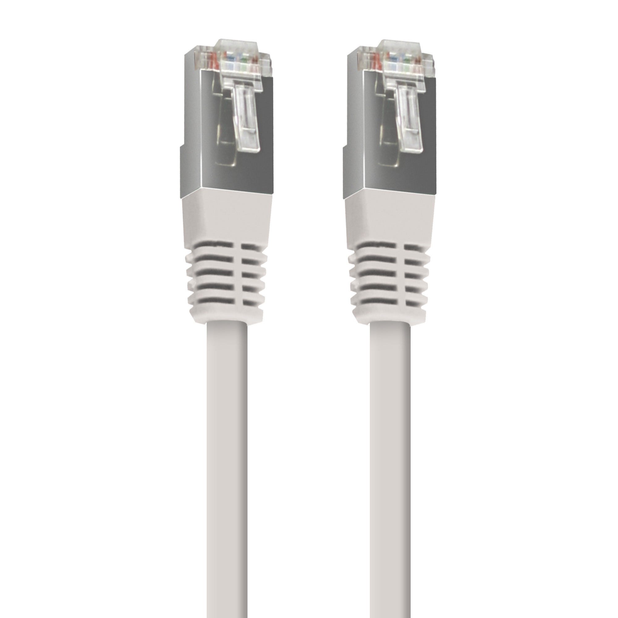 Câble Ethernet Cat 6 RJ45 blanc non blindé Blyss Blanc, 20m, Câbles et  fils électriques