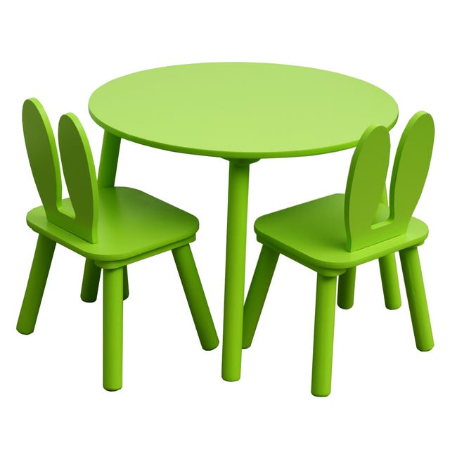 Salir Abreviar Productos lácteos Rebecca Mobili Mesa infantil y 2 sillas Juego de mesa de madera para niños  Sala de juegos verde | Leroy Merlin