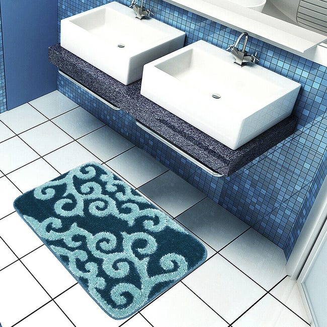 tapis salle de bain BARCA bleu 65cm - Decorunner