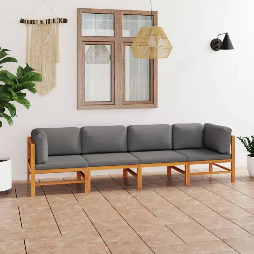 VidaXL Set Divani Giardino 10 Posti In Legno Acacia Con Cuscini Grigio Scuro - Include Tavolo E Sedie