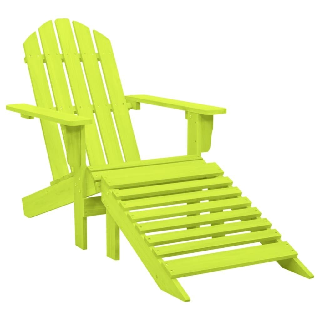 Sedia Adirondack Con Ottomana In Legno Massello Di Abete - Verde, Per Giardino E Patio - Foto 4