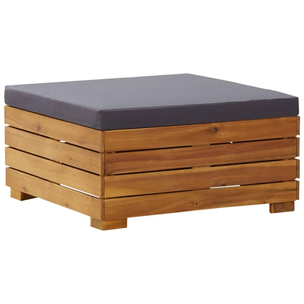 Poggiapiedi Modulare VidaXL In Polyrattan Nero - Con Cuscino Lavabile, Per Esterno, Telaio Acciaio