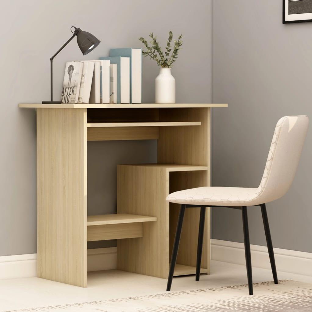 Scrivania Rovere Sonoma VidaXL 90x50x74 Cm In Truciolato - Con Vano Portaoggetti, Per Studio E Camera
