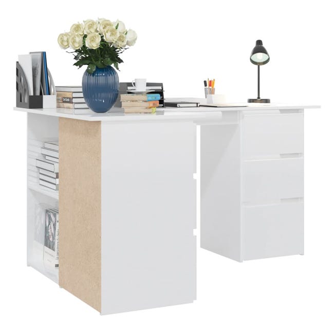 Esse escritorio moderno para oficina y estudio con estante, Made in Italy,  mesa de ordenador, escritorio para PC, 140x60h75 cm, color blanco ceniza