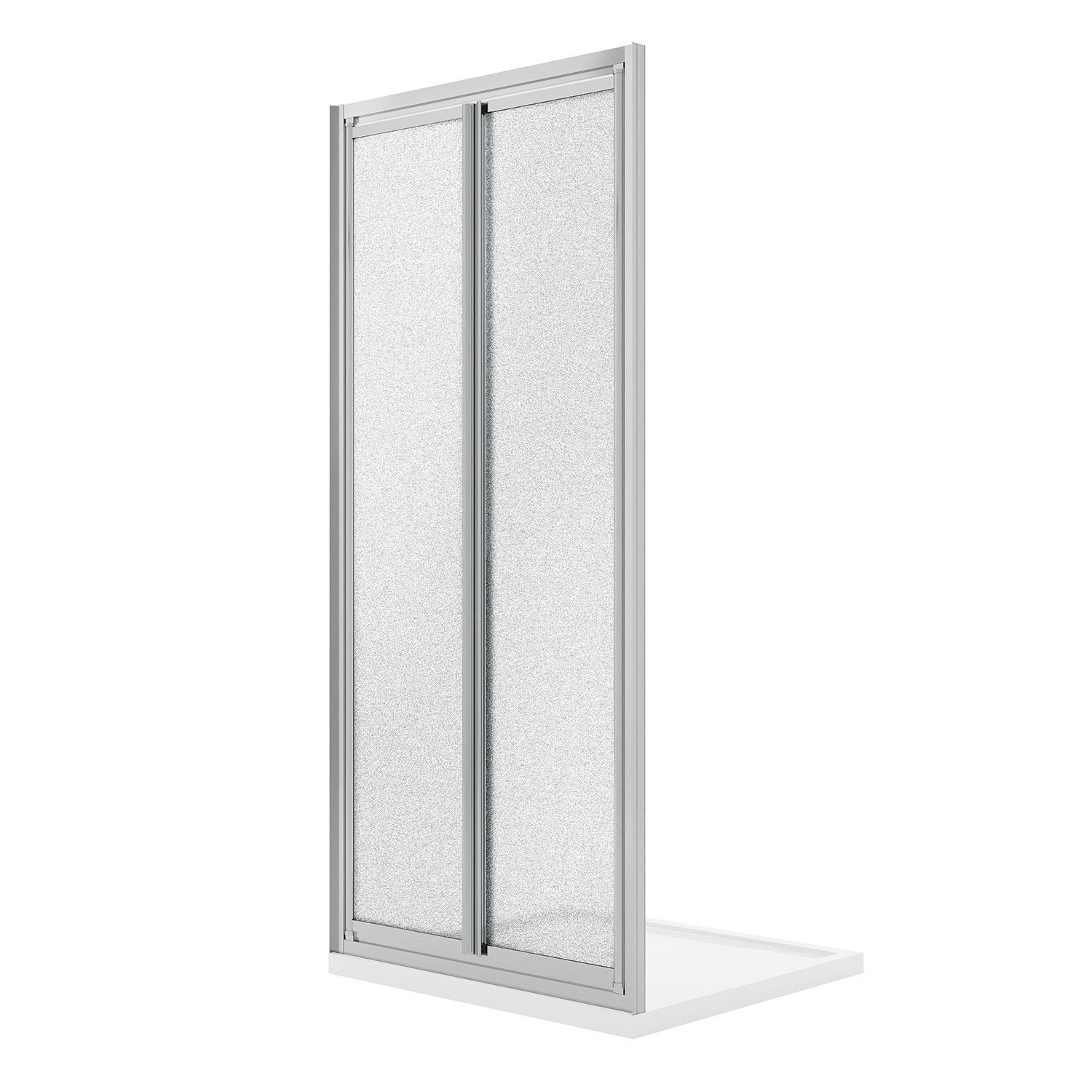Puerta de ducha 100cm h198 cristal opaco apertura a saloon con doble puerta batiente mod. west