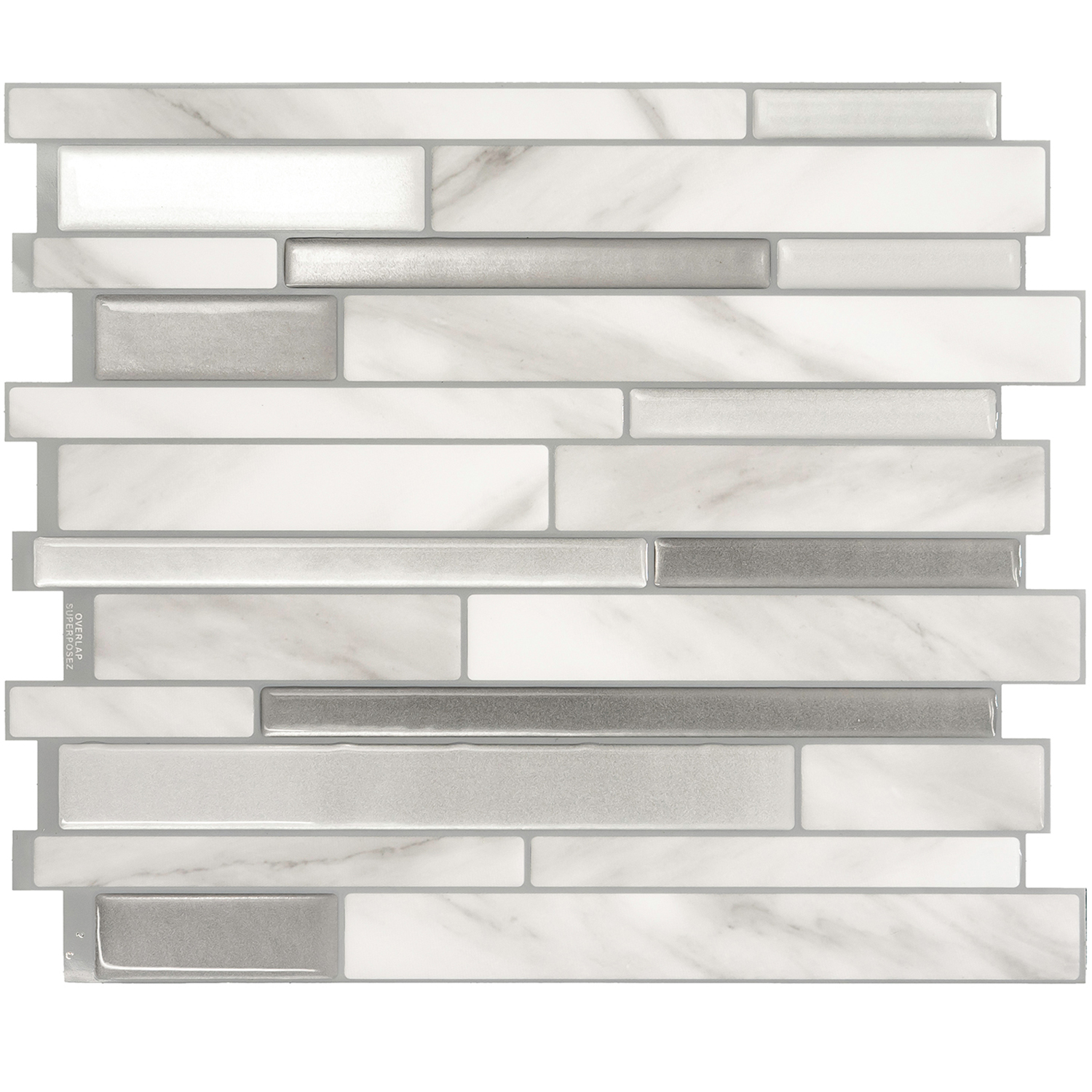 Smart tiles 4 credenzas adhesivas - milano carrera grey - efecto mármol - 29.34 cm x 24.46 cm