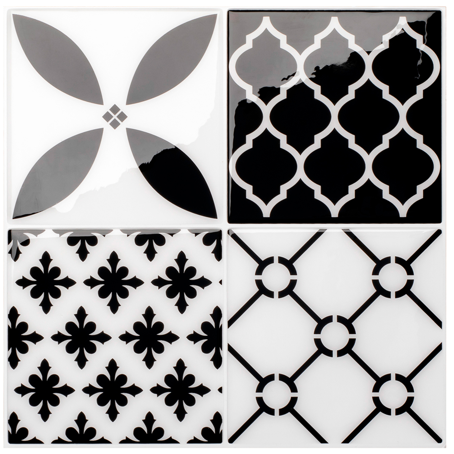 Smart tiles 4 credenzas adhesivas - vintage bilbao multicolore - efecto baldosa de cemento - 22,86 cm x 22,86 cm