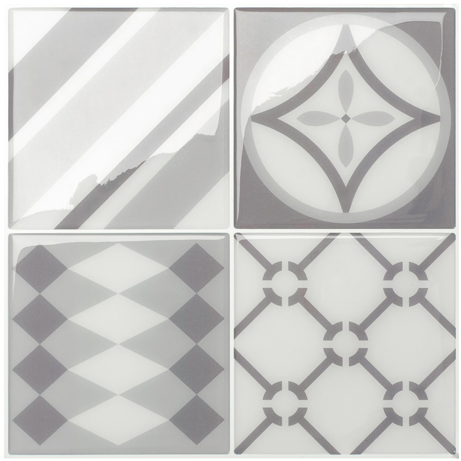 Smart tiles 4 credenzas adhesivas - vintage gallo multicolore - efecto baldosa de cemento - 22,86 cm x 22,86 cm