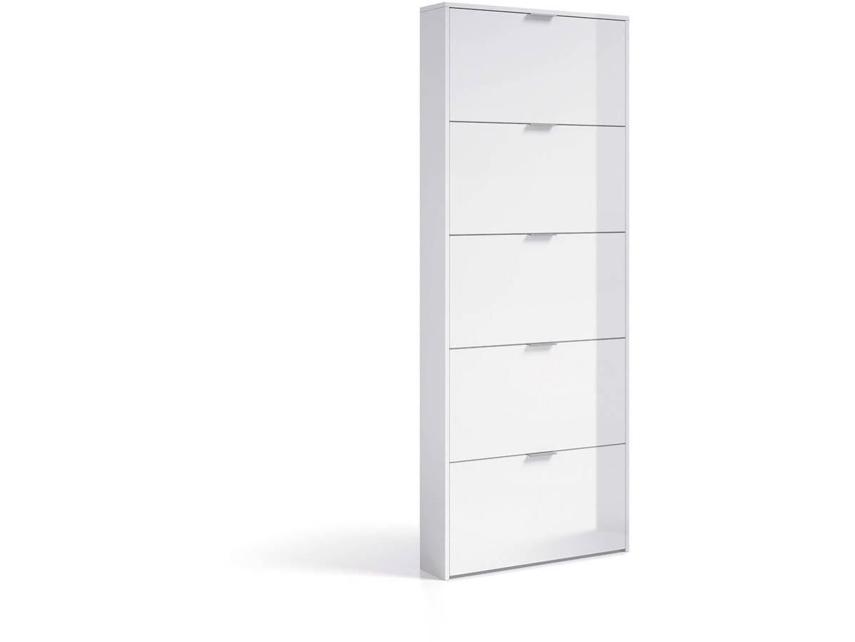 Scarpiera Larga Project X - 2 Ante, 4 Ripiani, Bianco Lucido, 61x99x34 Cm, Legno Ingegnerizzato FSC