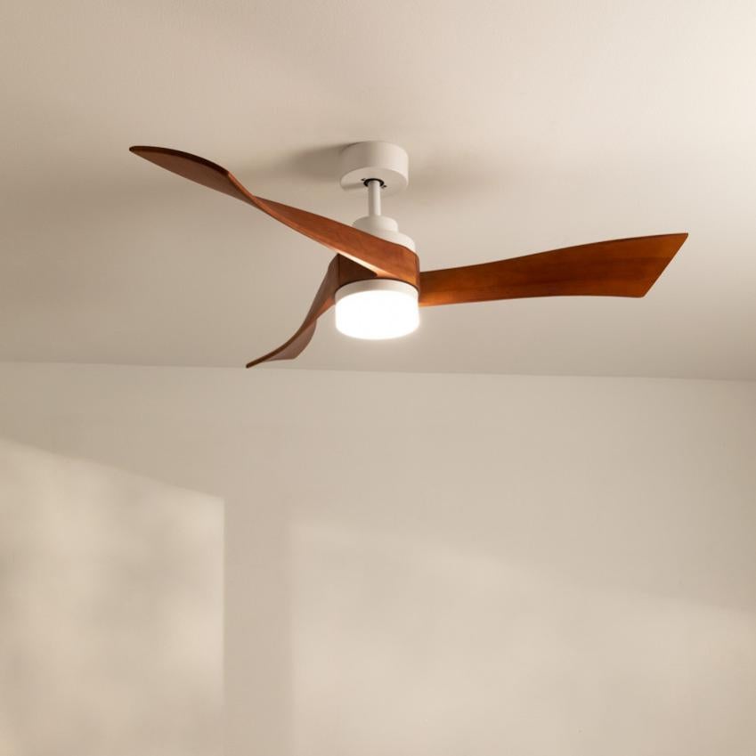LJX Lampadario Con Ventola A Soffitto Silenzioso DC, 7 Pale, Luce LED Dimmerabile E Telecomando, 6 Velocità, Bianco - 2