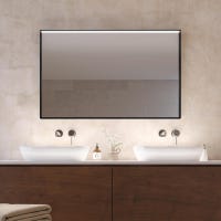 foxydry Specchio da parete con led, specchio rettangolare con cornice nera, specchiera nera bagno, camera da letto e atrio, spessore cornice 55/130 mm (105x75x5.5 cm foxydry Specchio da parete con led, specchio rettangolare con cornice nera, specchiera nera bagno, camera da letto e atrio, spessore cornice 55/130 mm (105x75x5.5 cm