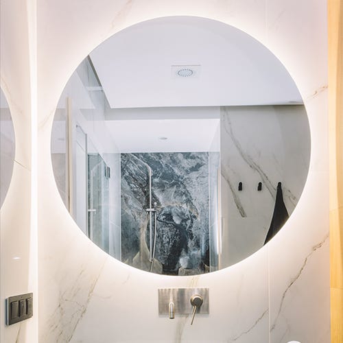 Specchio rotondo da parete illuminato, specchiera tonda con LED da bagno  senza cornice, specchio luminoso con telaio in Alluminio, diametro 90cm