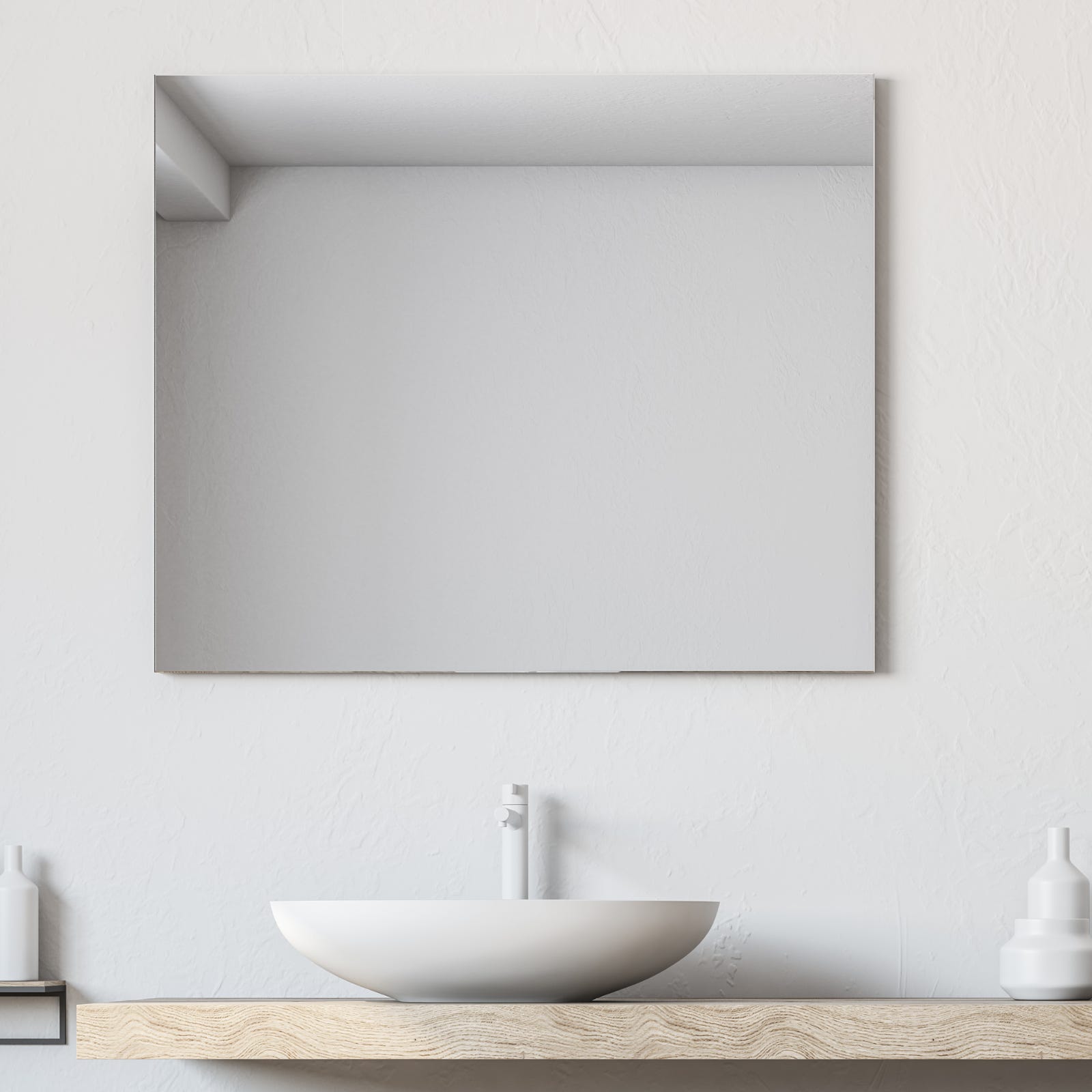 Espejo de pared rectangular, espejo de baño sin marco, espejo con cuadro de  aluminio, 85x75x3 cm