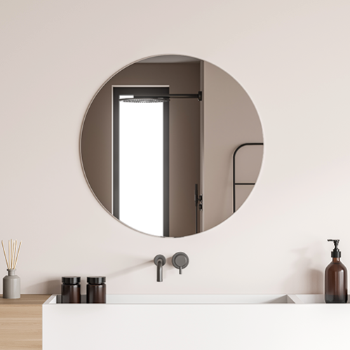Specchio Rotondo Da Parete Fabuday 81 Cm - Nero Opaco Con Cornice In Metallo, Per Bagno, Soggiorno O Ingresso