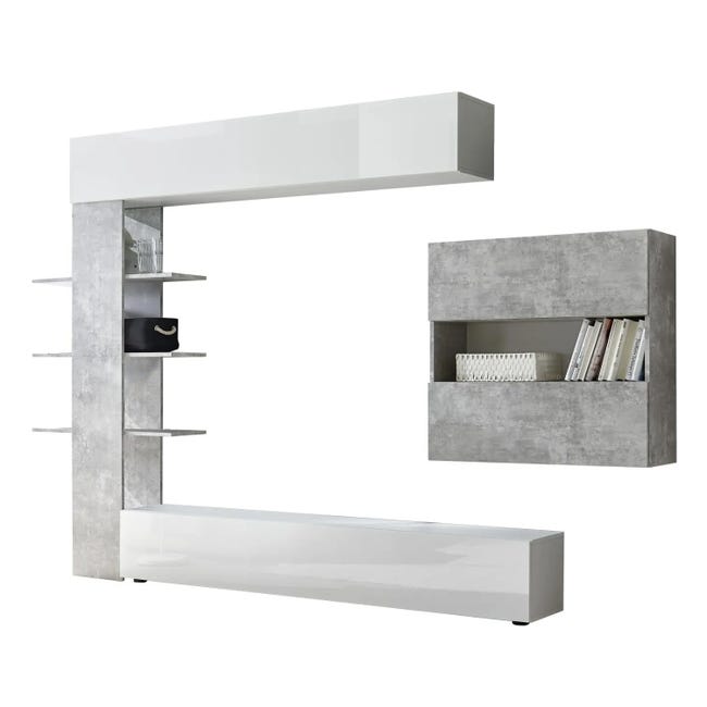 Conjunto reversible mueble TV, módulo superior 1 puerta, estante colgar,  221 cm - Alella - MEBLERO