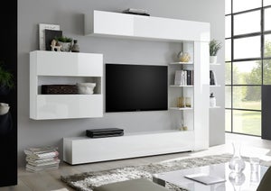 Conjunto mueble TV CONCEPT 1A blanco brillante 240 cm