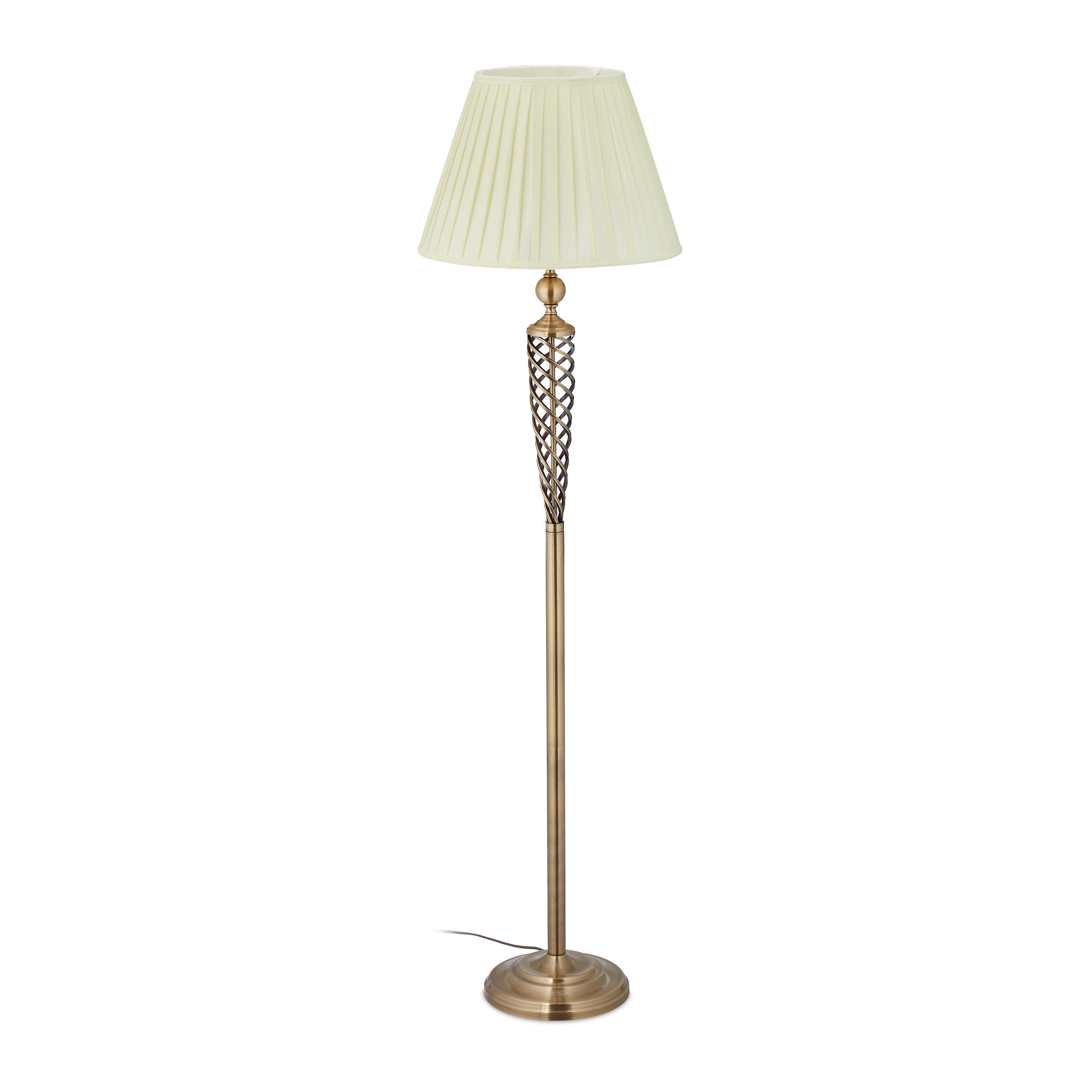 Lampe de salon avec pied galbé en métal finition bronze et abat-jour  conique suspendu 47