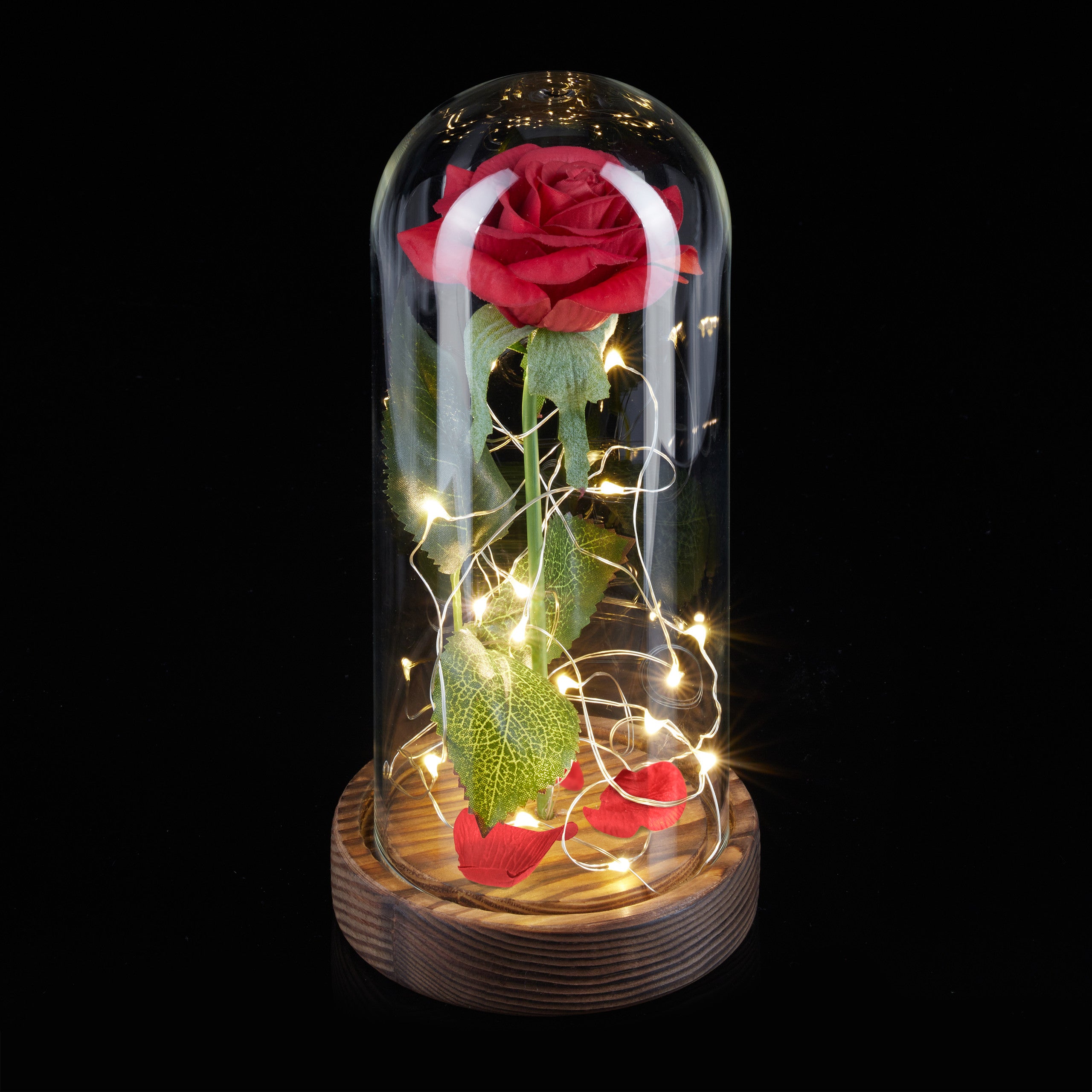 Cadeau de couverture en verre de fleur lumineuse de Rose éternelle