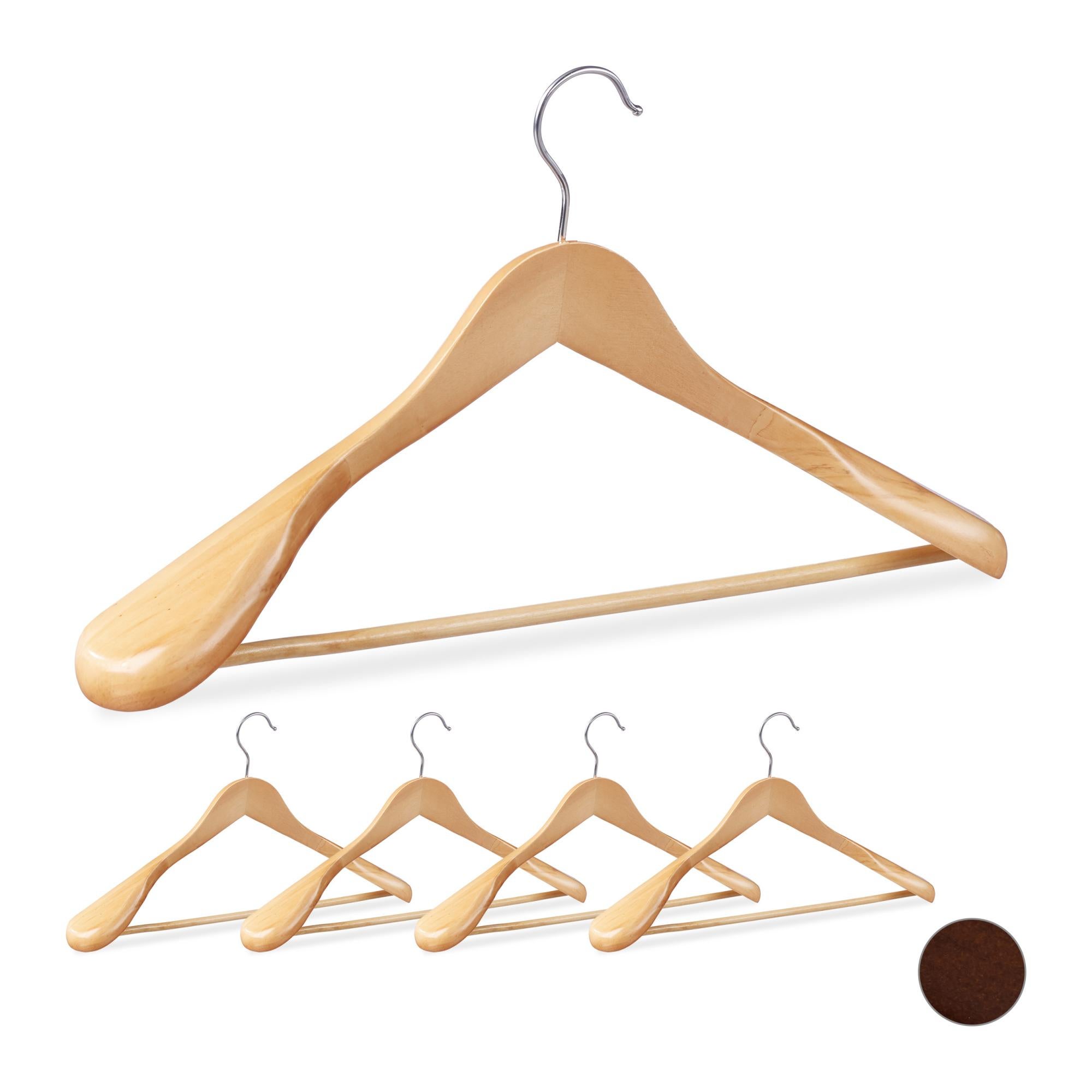 Set 5 Grucce Legno Per Abiti Con Asta Pantaloni - Appendiabiti Spalle Larghe Per Completi E Giacche - Foto 11