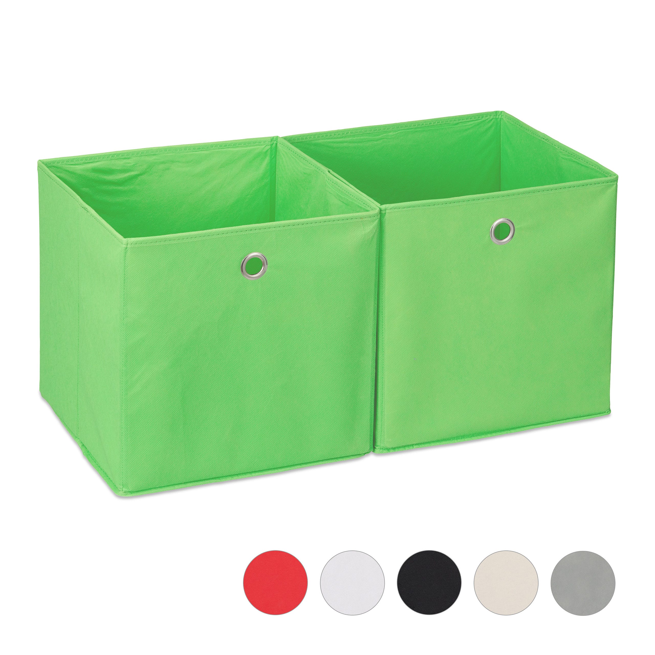 2x boîtes de rangement, carrées; en tissu, Cubique, 30x30x30 cm, vert
