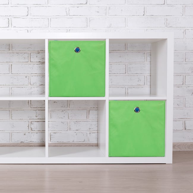 2x Cestini Porta-Oggetti, Quadrati, per lo Scaffale, Scatole a Forma di  Cubo, HxLxP: 30 x 30 x 30 cm, Verde