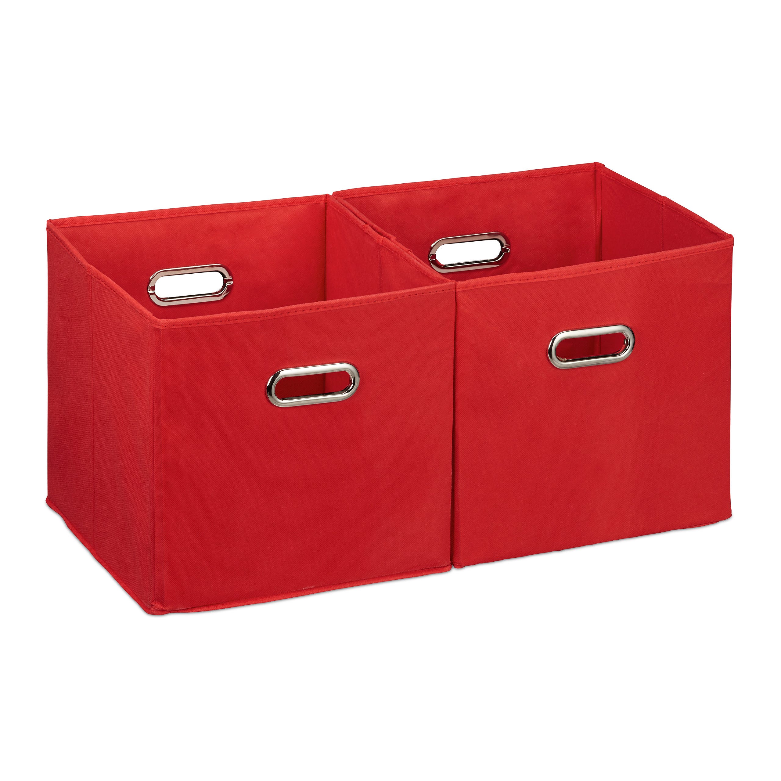 2x boîtes de rangement, sans couvercle, avec poignée, pliable, panier en  tissu carré, 30 cm, rouge