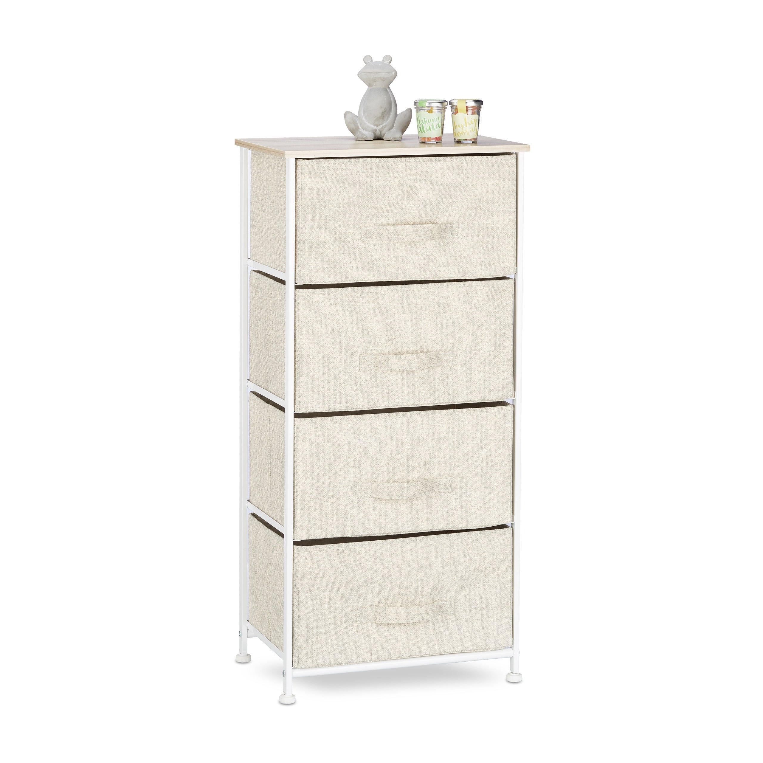 Relaxdays 10023328_492 Meuble Rangement 4 Commode étagère tiroir Tissu  HxlxP: 76 x 20 x 48 cm, Gris, Variante D en destockage et reconditionné  chez DealBurn