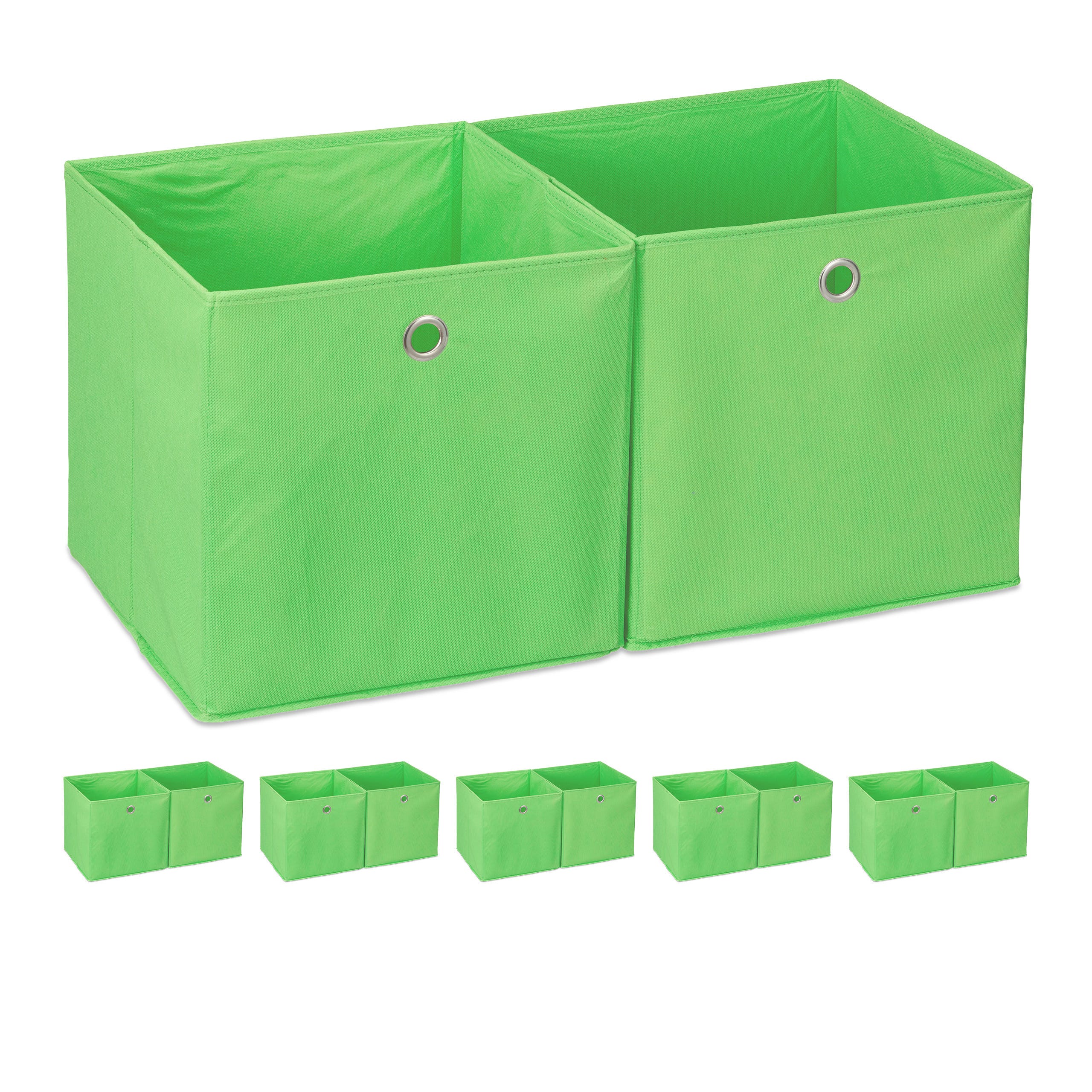 12x boîtes de rangement, carrées; en tissu, Cubique, 30x30x30 cm, vert