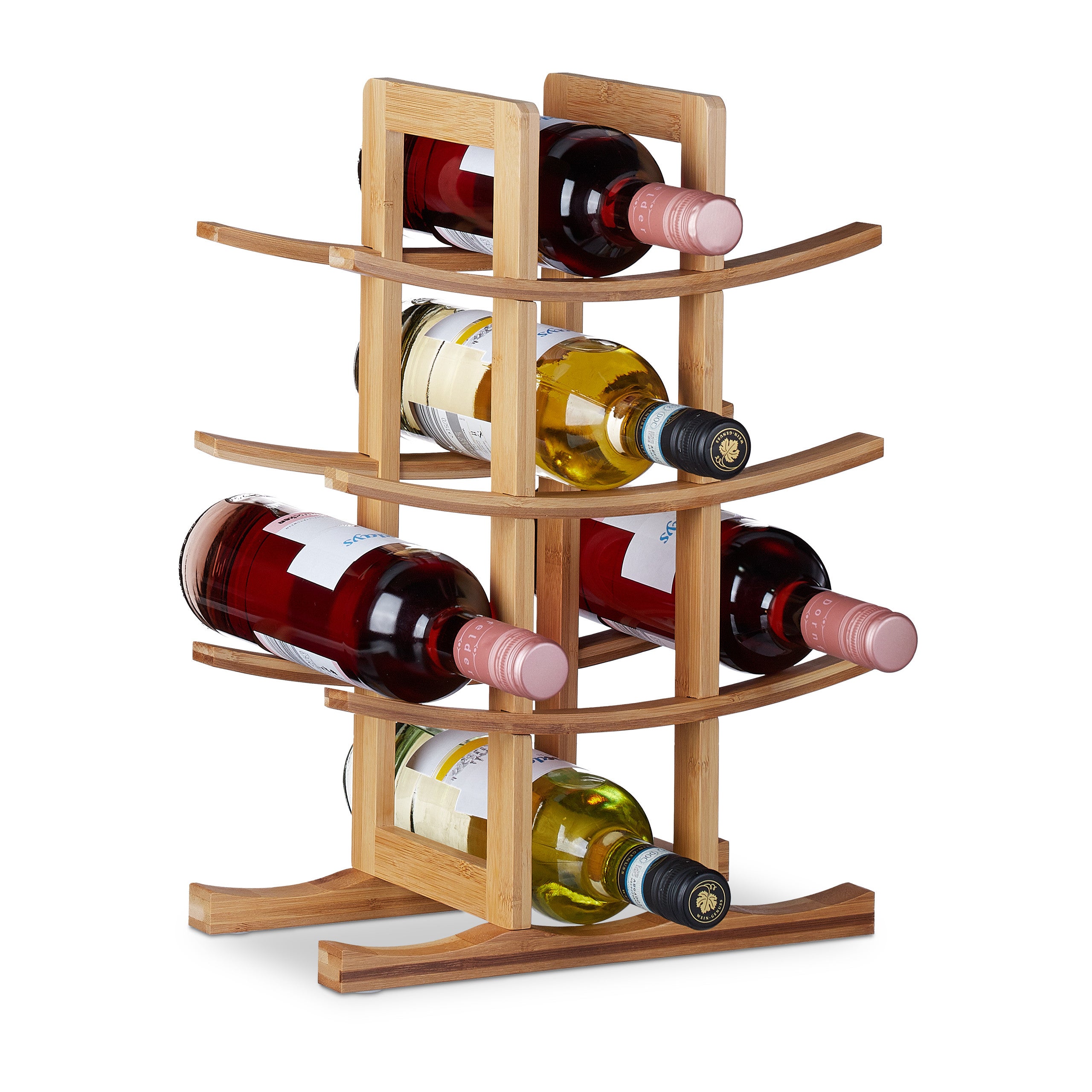 Relaxdays Rangement bouteilles de vin, 12 emplacements, bambou, HxLxP: 30 x  45 x 23,5 cm, non fixe, cuisine, bar, nature
