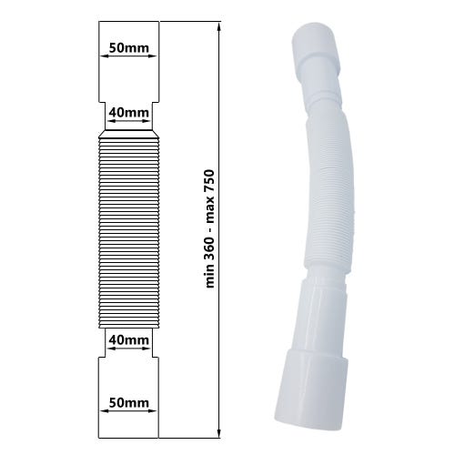 kör4u Siphon en plastique pour tuyau d'évacuation 50 x 32 mm : :  Bricolage
