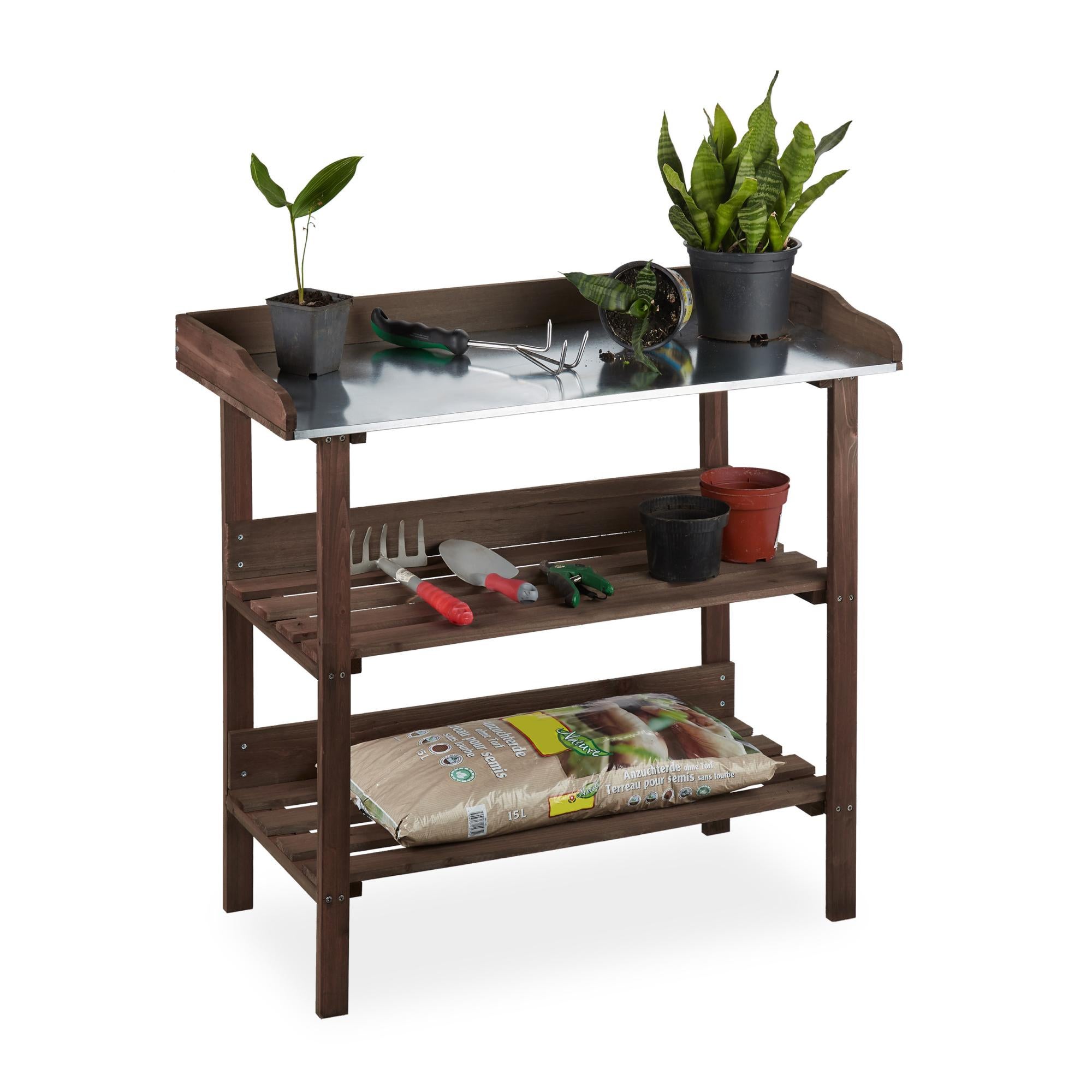 Scaffale per piante con 5 livelli e design a mulino a vento, Porta fiori di legno con piattaforme multiple